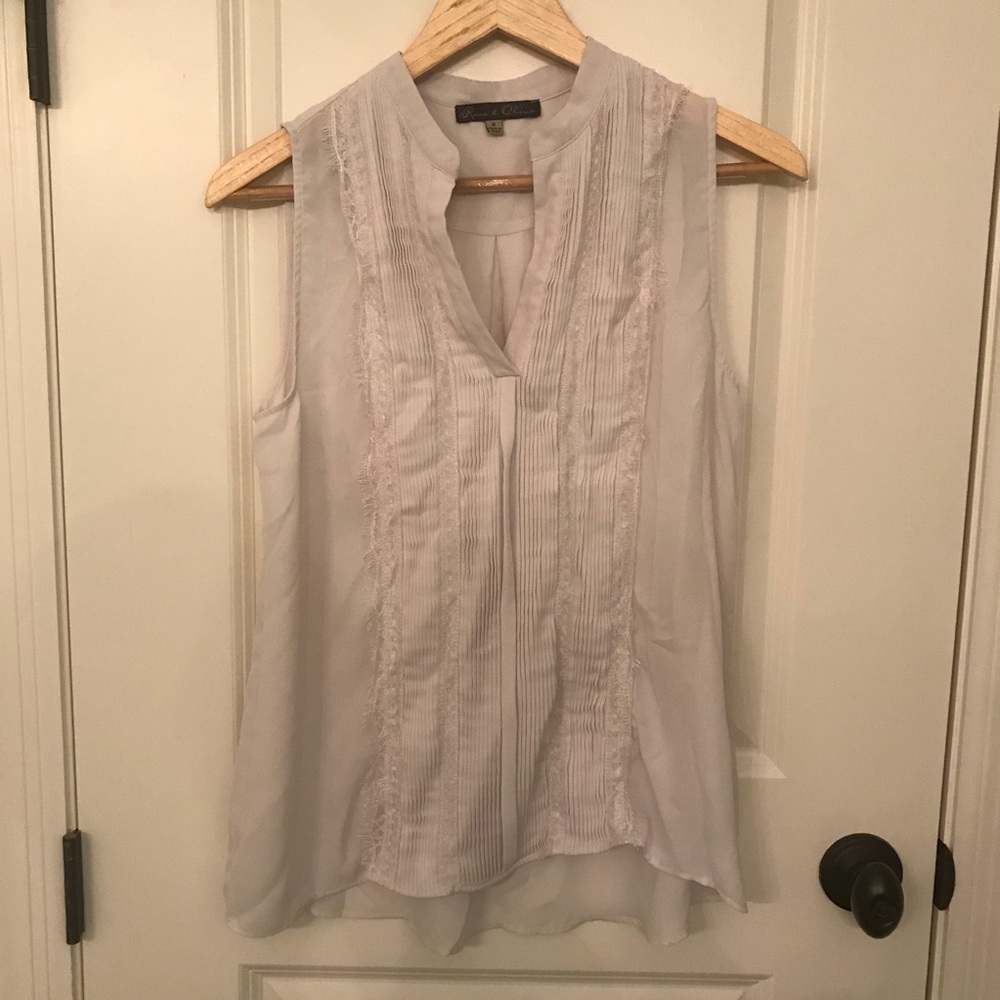 Ivory lace pleated blouse